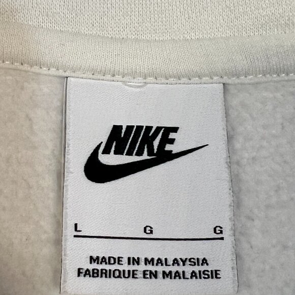 Nike Women’s L White Fleece Polo Sweatshirt Long Sleeve Pullover Crop Collared - Picture 3 of 8